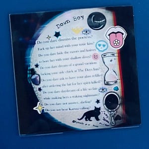 Punk Poetry magnet ~ Down Boy by CRK ~ RaVenGh o st Press ~ 4x4 full poem magnet