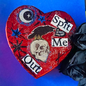 Goth gift box ~ Heart-shaped ~ Spit Me Out ~ RaVen spirit animal ~ The Messenger ~ fun gift