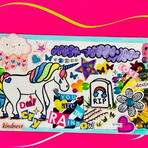 Epic collage magnet~Don’t cry~You ARE the Rainbow~Rebirth~RewireURbrain~don’t look outside of yourself~encouraging gift~ Uplift~inner child