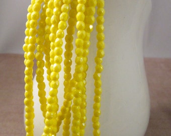 ROSE OF TEXAS 2mm Firepolish Matte Luster Iris Custard Czech Glass Faceted Rounds - Lemon Yellow Beads Custard Beads -  Qty 50 (2-014)