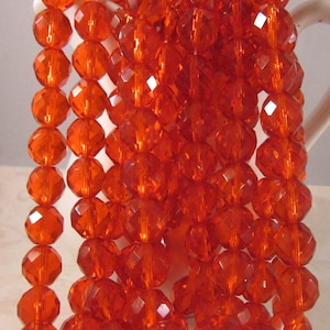 TANGELO TANGO 10mm Hyacinth Firepolish Czech Glass Faceted Rounds - Orange Red Beads Bright Red Orange Beads - Qty 25 10-159