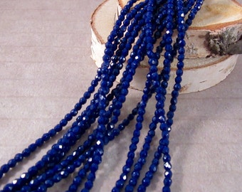 NAVY BLUES 2mm Firepolish Navy Blue Czech Glass Faceted Rounds - Navy Beads, Navy Blue, Navy Blue Beads, Royal Blue -  Qty 50 (2-019)