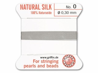Griffin No. 0 Gray / Grey Silk Beading Cord with Attached Needle - Si…