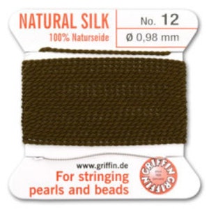 Griffin No. 12 Brown Silk Beading Cord with Attached Needle - Size 12 - 2 Meters