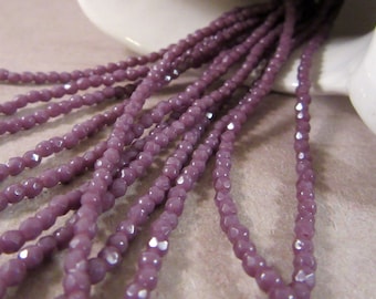 DARK THISTLE 2mm Opaque Purple Firepolish Czech Glass Faceted Round Beads - Lavender Purple Amethyst Orchid Violet Plum Grape - Qty 50 2-023