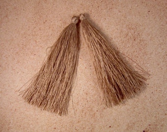 2 Tan Tassel Pendants 90mm (3.5" - 3.75") - Long Tassel - Thin Tassel - Tan, Sand, Dark Beige, Light Brown