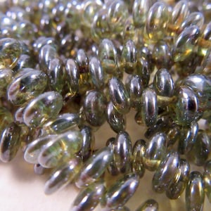 FOREST LENTIL 6mm Luster Transparent Green Firepolish Czech Glass Lentil Beads - Single Hole - Earthy Rustic Olive Green - Qty 50 (L6-009)