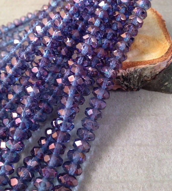 BOYSENBERRY LUSTER 7x5mm Czech Glass Faceted Rondell Luster Transparent Amethyst Gemstone Donut Violet Purple Blue Qty 25 CZ 171 Etsy Canada