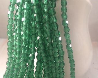 CEDAR BITS 4mm Prairie Green Firepolish Czech Glass Faceted Round Beads - Light Dusty Green - Qty 50 4-098