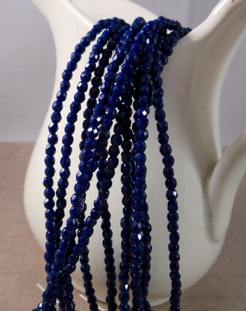 NAVY BLUES 2mm Firepolish Navy Blue Czech Glass Faceted Rounds Navy Beads, Navy Blue, Navy Blue Beads, Royal Blue Qty 50 2-019 image 2