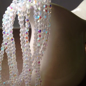 ANGEL KISSES 3mm Crystal AB Firepolish Czech Glass Faceted Rounds - Qty 50 (3-032)