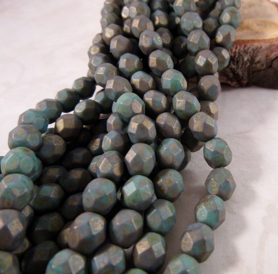 3B15695 50pcs Czech Fire Polish Glass Faceted Round-Jet Bronze Picasso 3mm