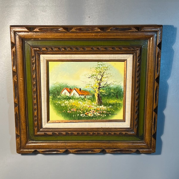 Original Oil Painting Signed Robert Graham c1950 Scottish Country Cottages