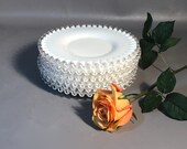 6 Antique Fenton Glass 8.5 Salad Plates Silver Crest Pattern w Ruffled Edges