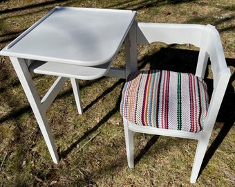 Telephone Table Gossip Bench With Swing Under Chair c1950 Shipping is NOT included. Ask for a quote