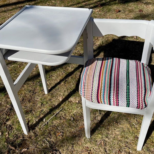 Telephone Table Gossip Bench With Swing Under Chair c1950 Shipping is NOT included. Ask for a quote