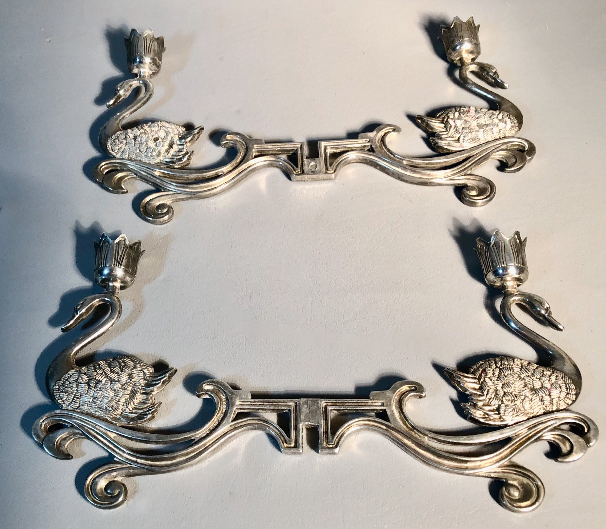 Silver Plated Swan Candle Holder Great Britain Reg. No. c1980 Etsy