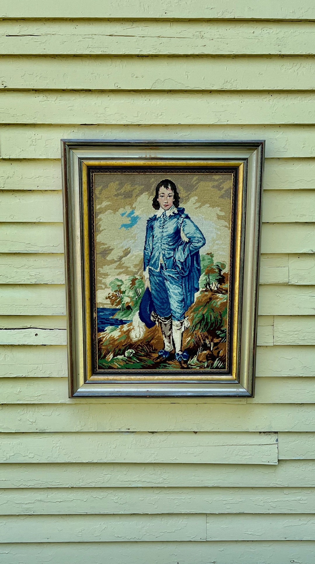 36 Blue Boy Needlepoint in Italian Arquati Brev Frame Depicts Etsy