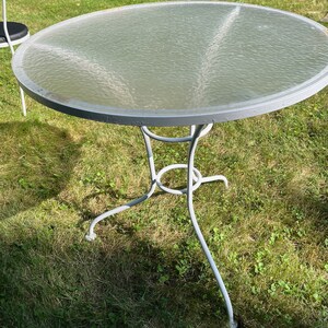 Vintage Wrought Iron Bistro Table & 2 Chairs With Scrolled Design