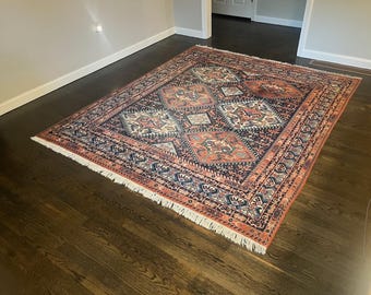 Vintage Carpet Hand Loomed 6.6ft x 7.5ft 100% Wool Southwest Turkey *Shipping is NOT free. Ask us for cost to ship.*