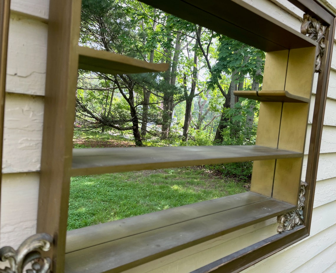 Mirrored Wall Shelf Shadow Box Frame Hollywood Regency Mid Etsy