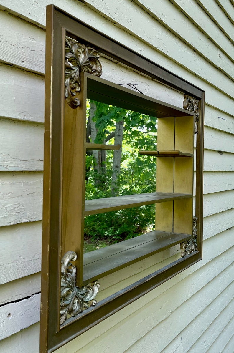 Mirrored Wall Shelf Shadow Box Frame Hollywood Regency Mid Etsy