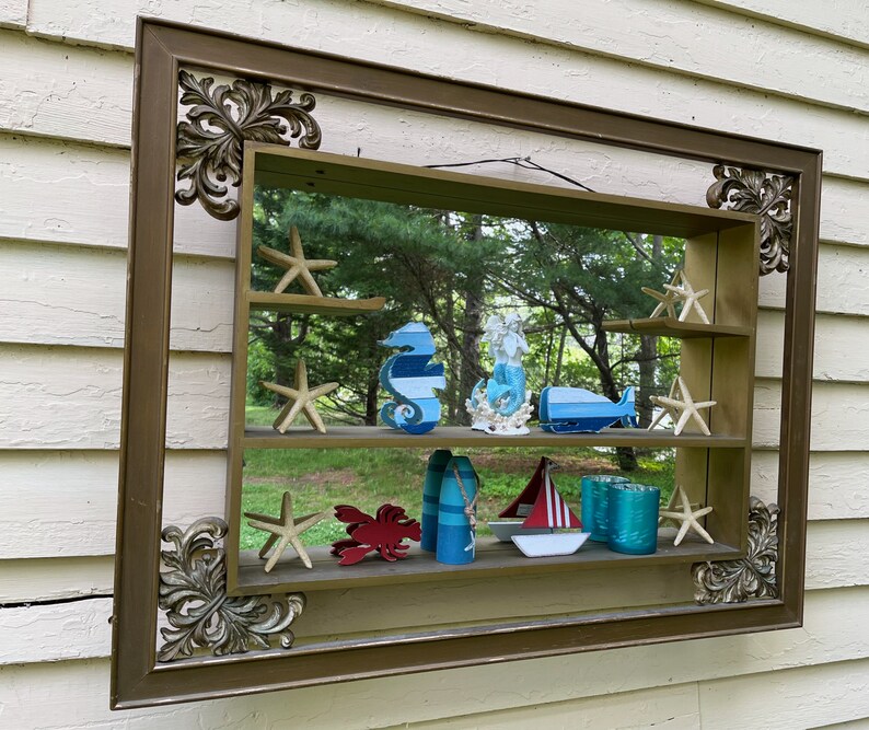 Mirrored Wall Shelf Shadow Box Frame Hollywood Regency Mid Etsy