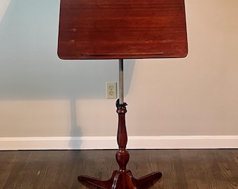 Victorian Music Stand Podium Book Stand Mahogany & Wrought Iron Adjustable 1890s *Shipping is NOT free. Ask for cost to ship via UPS*
