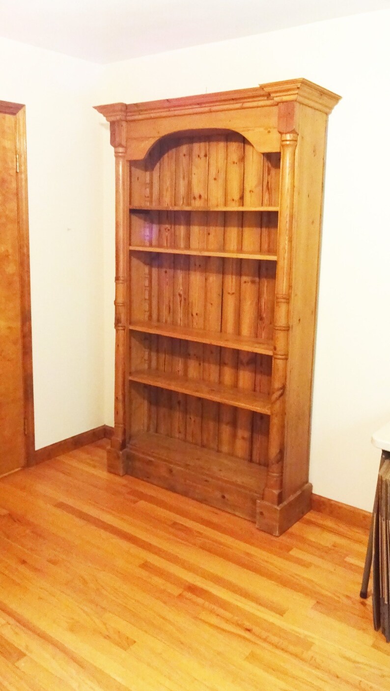 C1860 Antique English Pine 83 Tall Bookcase Cabinet W 4 Etsy