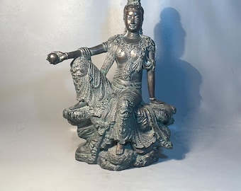 21" Buddha Sculpture Goddess Guan Yin Cold Cast Bronze Over Plaster. *Shipping is NOT included. Ask us for cost to ship.*