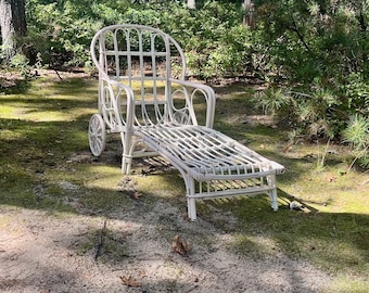 Bamboo Chaise Lounge 1950s White Patio Sunlounger *Shippping is NOT included.*