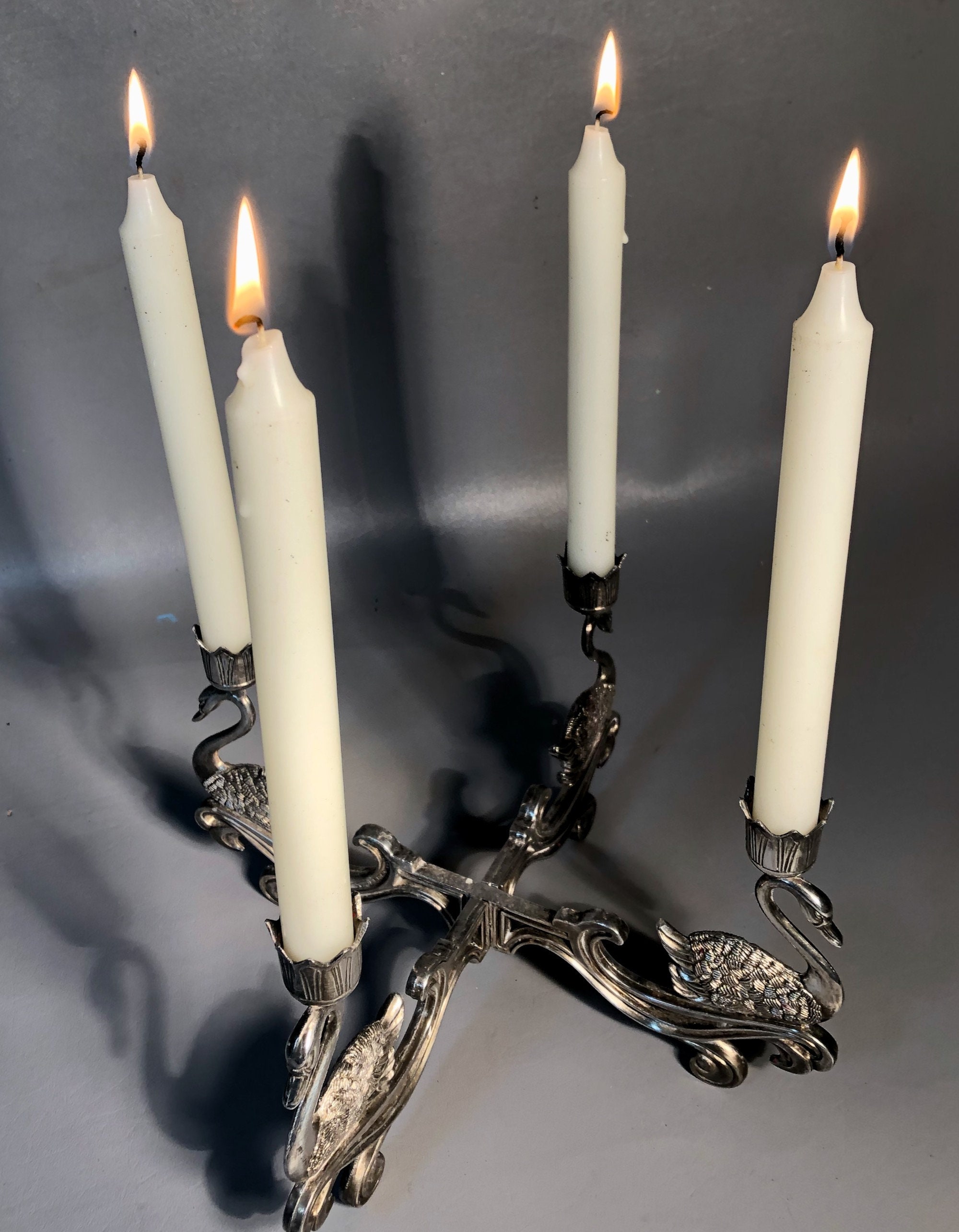 Silver Plated Swan Candle Holder Great Britain Reg. No. c1980 Etsy