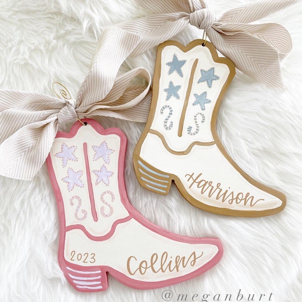 cowboy / cowgirl boot personalized ornament / western boot ornament