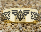 9mm Gold Dome Tungsten Carbide Band Zelda Triforce Design Ring-Free Inside Engraving And Free US Shipping
