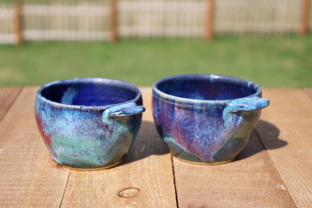 Ceramic Ramekins With Handles Two 2 Stoneware Wheel Thrown Etsy