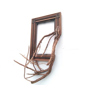 Väggkonst i drivved Fusion-ramdesign, Massiv ek i naturligt trä med naturlig vintagedesign, Fusion-ram, trädgrenkonst med drivved