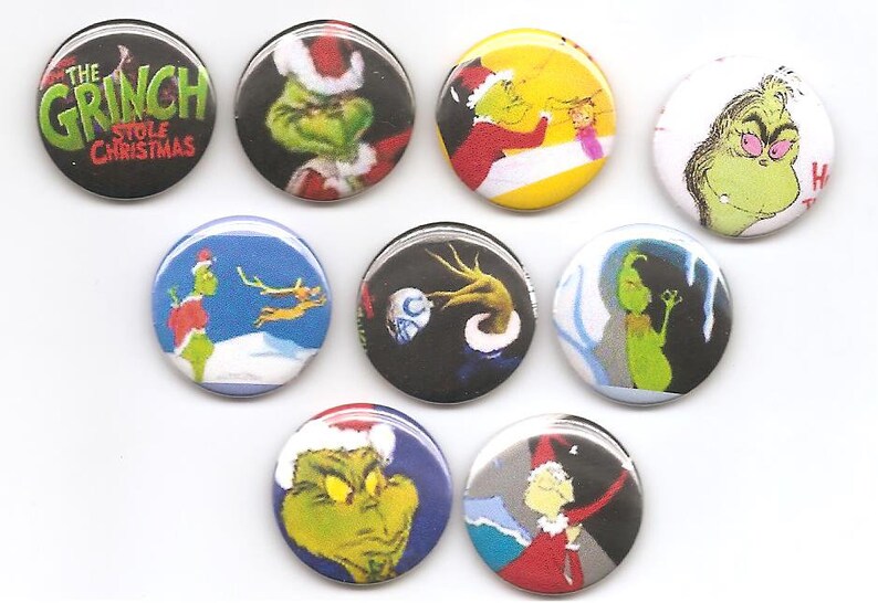 How The Grinch Stole Christmas Set of 9 Pins Button Badge Etsy