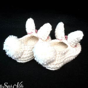 Hand Crochet Baby Hoppy Bunny Slippers Crib Shoes Newborn-12mos image 3