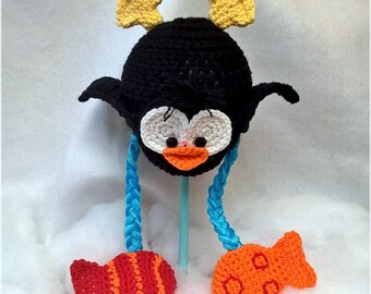 Custom Order Hand Crochet Fishing Penguin Beanie Hat Newborn-Adult