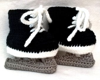 Custom Order Hand Crochet Baby Ice Hockey Skates Newborn-12mos