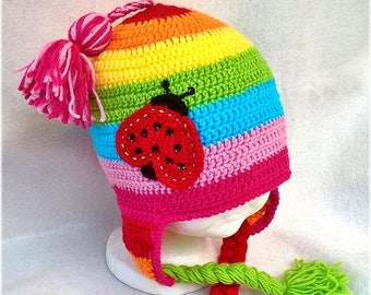 Lyndsay Ladybug Earflap Beanie Hat (2yrs-Preteen)