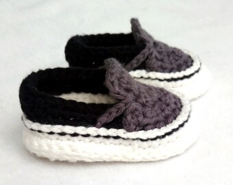 Hand Crochet Vans Style Baby Sneakers Newborn-12mos