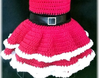 Infant Girls Santa Baby Hand Crochet Ruffle Dress 3 months