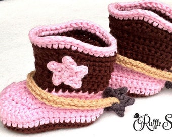 Custom Order Hand Crochet Baby Cowboy Cowgirl Crib Boots Newborn-12mos