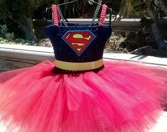 Toddler Girls Supergirl Handmade Crochet Tutu Dress 18 Months-2T