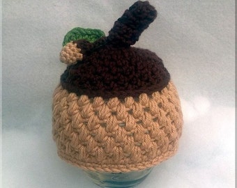 Custom Handmade Crochet Fall Acorn Beanie Hat Newborn-Adult