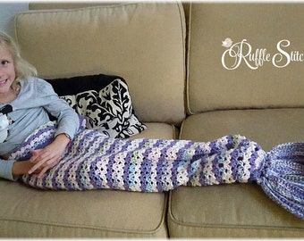 Custom Hand Crochet Mermaid Tail Snuggle Blanket (2T-10yrs)