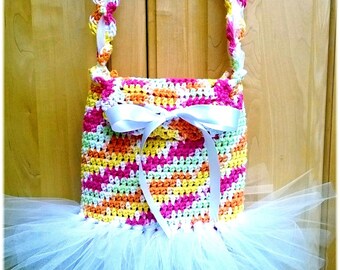 Custom Order Girls Hand Crochet Tutu Bag Ballet Or Pretend Play