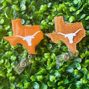 Longhorn badge reel, lone star state, glitter badge reel, nurse badge reel