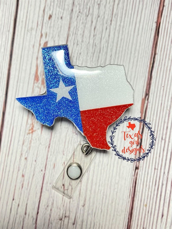 Texas badge reel, lone star state, glitter badge reel, nurse badge reel